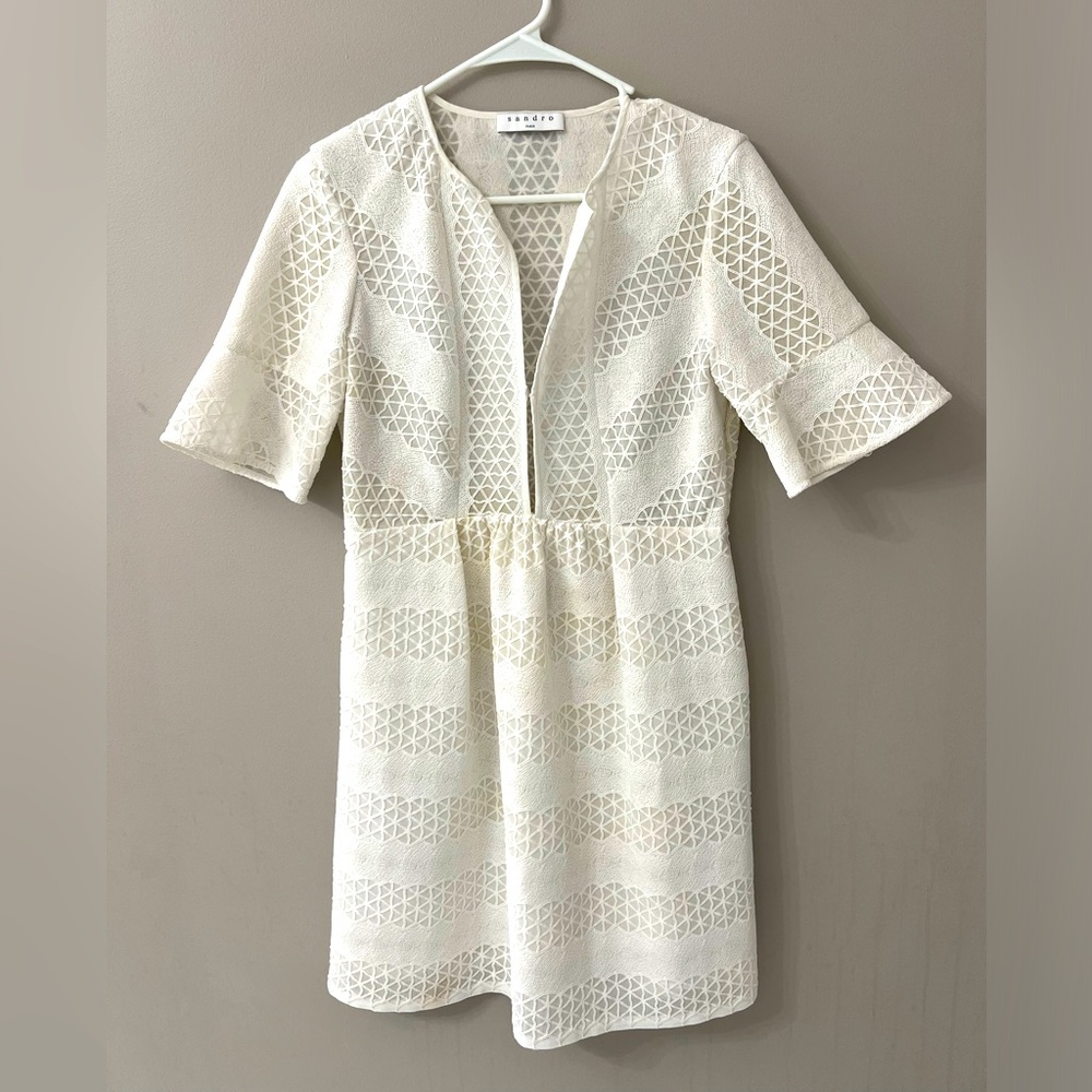 Sandro white lace romantic dress size 3 (US 8?)